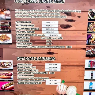 the menu for the restaurant