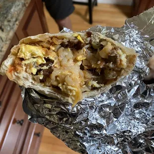 Sausage breakfast burrito