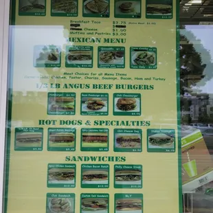 a menu for mexican food