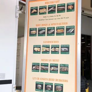 a menu for breakfast