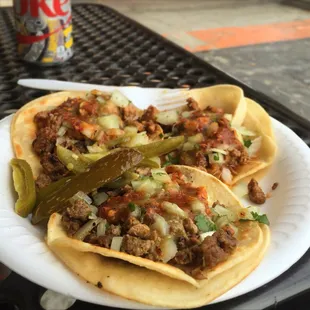 Tacos, $2 each, not good. Don&apos;t let the smooth pic fool ya! Asada MEH, Pastor WTF?!