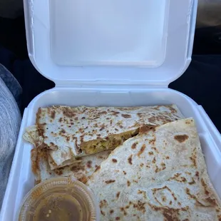 Breakfast quesadilla with bacon