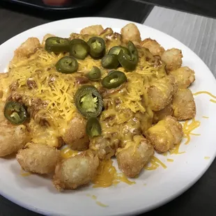 Chili Cheese Tots with or without jalapeños