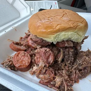 Wimbo sandwich- chopped brisket and chopped sausage!