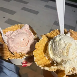 two cones of ice cream