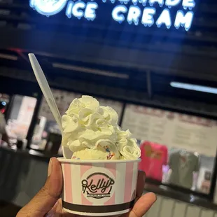 My small cup of birthday cake with (basic) whip