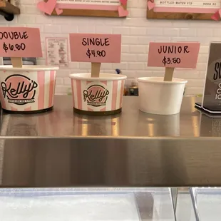 three cups of ice cream