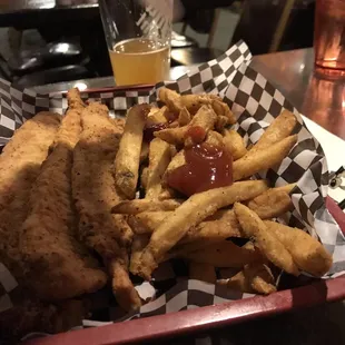 The fish was very good!  The fries good but not hot enough.