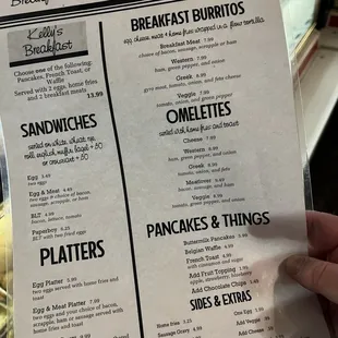 Menu with amazing prices