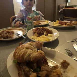 My girls love the pancakes and eggs.