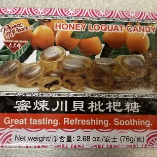 I like these Honey Loquat Candy. It suppose to help soothes your throat?