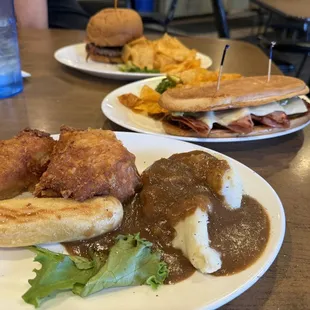 two plates of food on a table