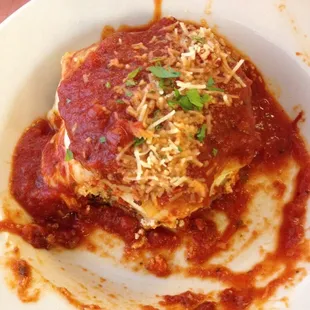 Lasagna with a few bites missing!