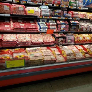 a meat section of a grocery store