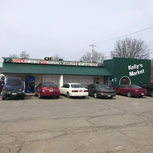 cars parked in front of the store