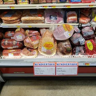 a variety of meats and sausages