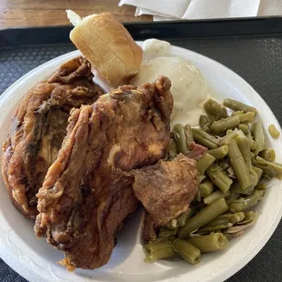 I got the fried chicken special with two sides, a roll, and a Coke for $8.98.