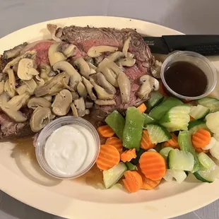 Prime rib and canned mushrooms