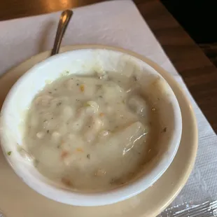 Clam chowder good.