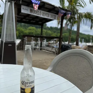 a bottle of corona beer on a table
