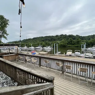 Bar seating by docks