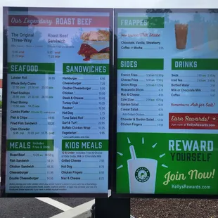 Kellys drive thru menu