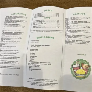 The menu