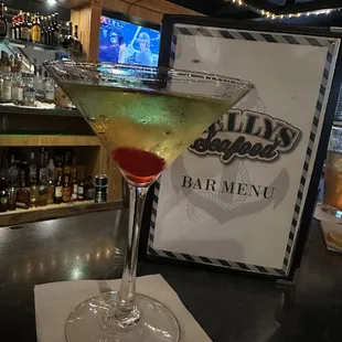 a martini on a bar