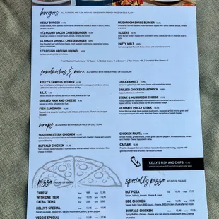 Kelly's Bar &amp; Grill Menu