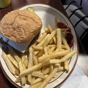 a burger and fries