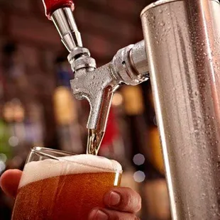 a beer being poured