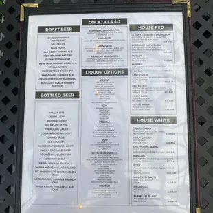 Drink menu