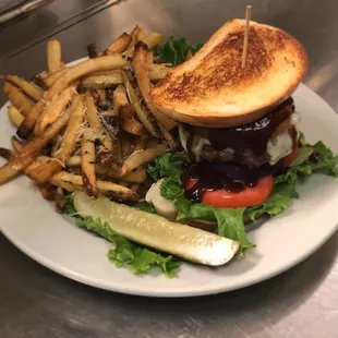 a burger and french fries