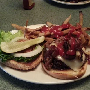 I forget the name smokey burger, pretty good , fries and onion rings also