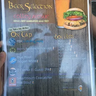 Beer menu