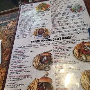 backside of the menu