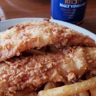 Fish &amp; Chips with battered fries - totally recommend this dish.