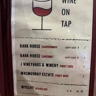 12/30/2022 Wine on Tap Menu!