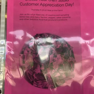 Flyer for the free salad day!