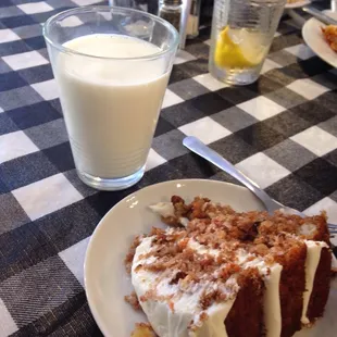 The well bragged upon carrot cake with pineapple, coconut, and pecans with cream cheese icing!