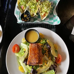 Blackened Shrimp Tacos and Maryland Salmon Salad