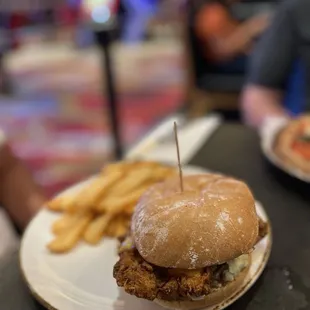 Spicy fried chicken sandwich