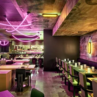 the interior of a modern restaurant