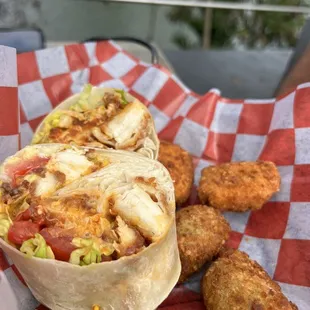 a burrito and pickle