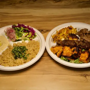 A delightful combination of tender chicken and lamb shawarma, wrapped in warm pita with flavorful sauces for a satisfying fusion experience.