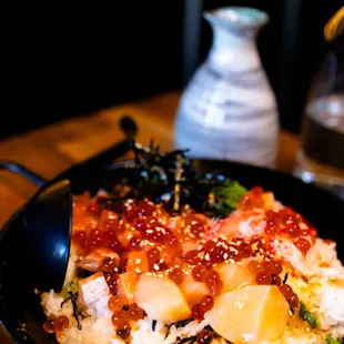 rice with salmon/scallop