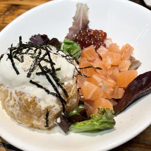 Ikura &amp; Smoked Salmon Yaki-oni Benedict