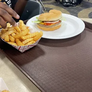 Cheeseburger and fries
