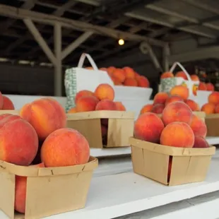 peaches in baskets