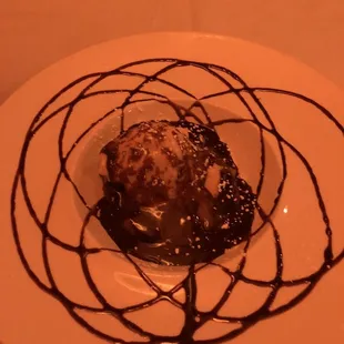 Warm peanut butter cookie with salted caramel ice cream.